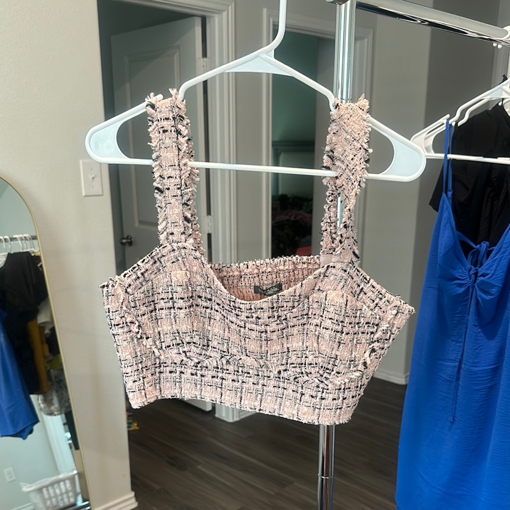 Wild Fable Pink Smocked Crop Tank Top
